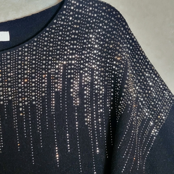 Liquid By Sioni Black And Silver Embellished Paillette Sweater Medium - Picture 4 of 10